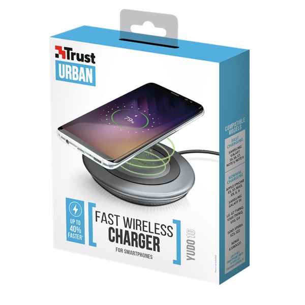 Trust Yudo10 QI 10W wireless fekete töltő