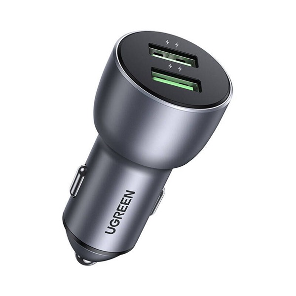 UGREEN CD213 36W 2xUSB QC 3.0 szürke autós töltő