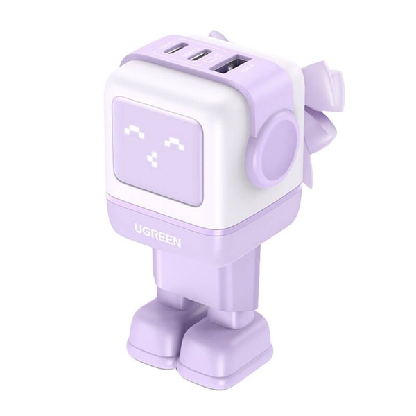 UGREEN Nexode RG (Robot GaN) 65W USB/2xUSB-C lila hálózati töltő