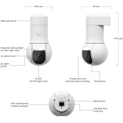 Ubiquiti UniFi UVC-G5-PTZ 4MP 2K kültéri PTZ dómkamera