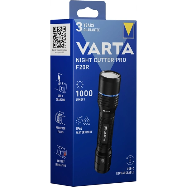 Varta 18920101111 Night Cutter Pro F20R LED újratölthető zseblámpa