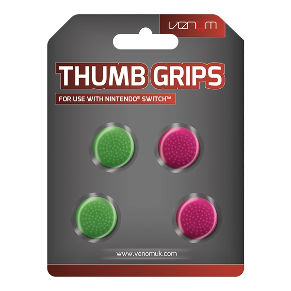 Venom VS4917 Nintendo Switch kontrollerhez rózsaszín, zöld hüvelykujj csúszásgátló (4db)