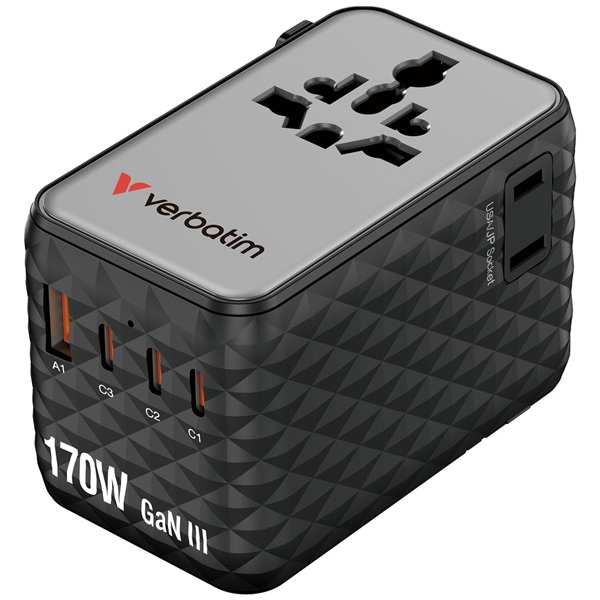 Verbatim 30190 Charge n Travel 170W fekete univerzális utazó adapter