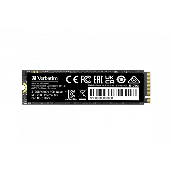 Verbatim 31825 Vi5000 512GB Internal PCIe NVMe M.2 fekete SSD