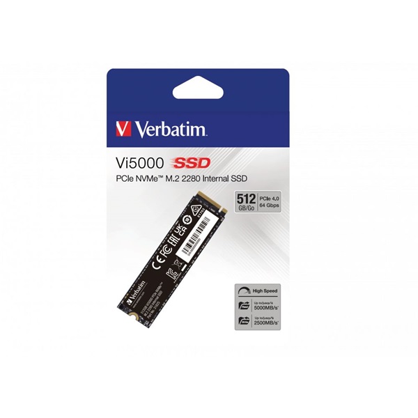 Verbatim 31825 Vi5000 512GB Internal PCIe NVMe M.2 fekete SSD