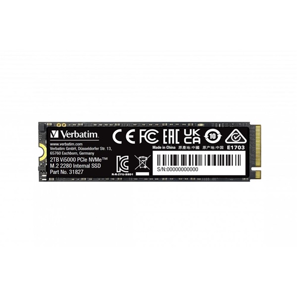 Verbatim 31827 Vi5000 2TB Internal PCIe NVMe M.2 fekete SSD
