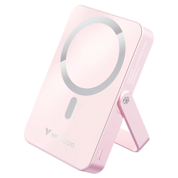 Verbatim 32267 Charge n Go 10000mAh rózsaszín vezeték nélküli kitámasztható mágneses powerbank