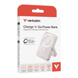 Verbatim 32267 Charge n Go 10000mAh rózsaszín vezeték nélküli kitámasztható mágneses powerbank