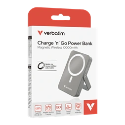 Verbatim 32268 Charge n Go 10000mAh szürke vezeték nélküli kitámasztható mágneses powerbank