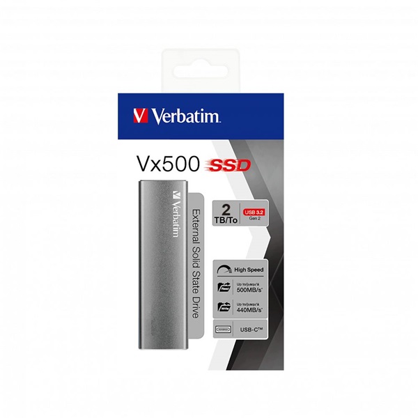Verbatim 47454 Vx500 2TB USB 3.1 Gen2 szürke külső SSD