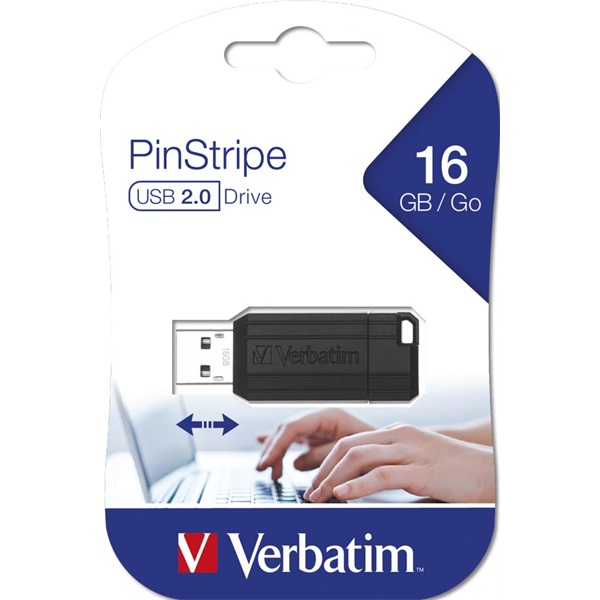 Verbatim 49063 PIN STRIPE 16GB USB 2.0 fekete Flash Drive