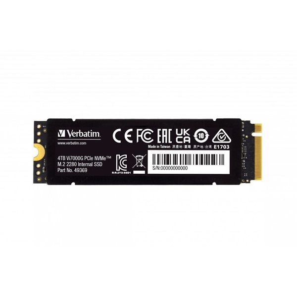 Verbatim 49369 Vi7000G 4TB Internal PCIe NVMe M.2 fekete SSD