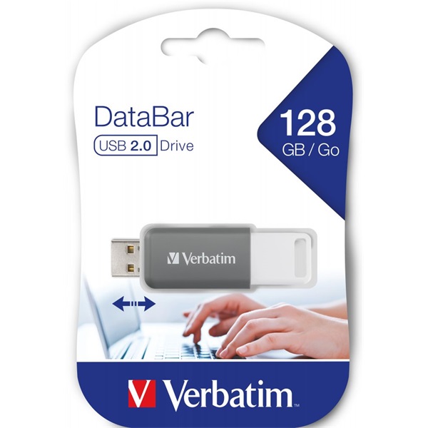 Verbatim 49456 DataBar 128GB USB 2.0 szürke Flash Drive