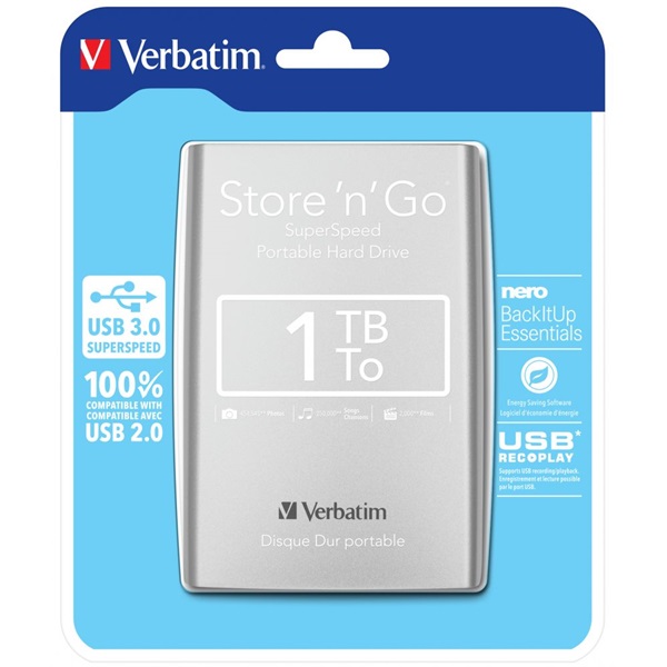 Verbatim 53071 Store `n` Go 2,5" 1TB USB 3.0 ezüst külső winchester