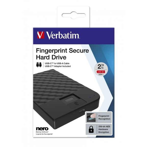 Verbatim 53651 Store `n` Go 2,5" 2TB USB 3.1/USB-C FIPS titkosított külső winchester