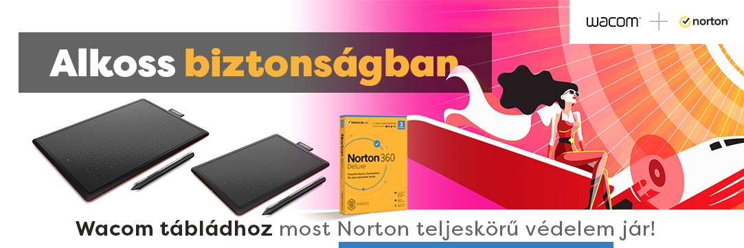 Wacom digitalizáló tábla csomag Norton 360 Deluxe védelemmel