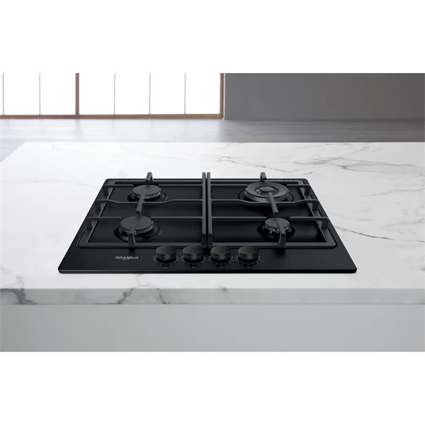 Whirlpool TKRL 661 NB fekete, beépíthető, gáz, főzőzóna: 3 +1 wok égőfej, beépíthető méret: 56cm, főzőlap