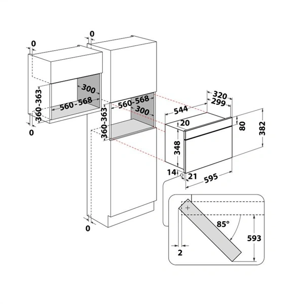 Whirlpool WMN14BB 750W 22L fekete beépíthető mikrohullámú sütő