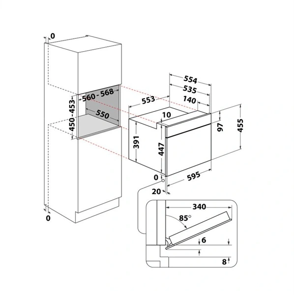 Whirlpool WMW44HMX 900W 40L inox beépíthető mikrohullámú sütő