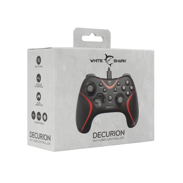 White Shark GP-2038 DECURION 3in1 PS3/PC/Android/TV fekete gamer kontroller