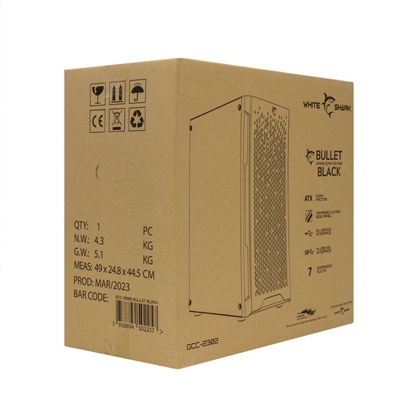 White Shark GCC-2302 Bullet fekete (táp nélküli switch) ablakos ATX ház
