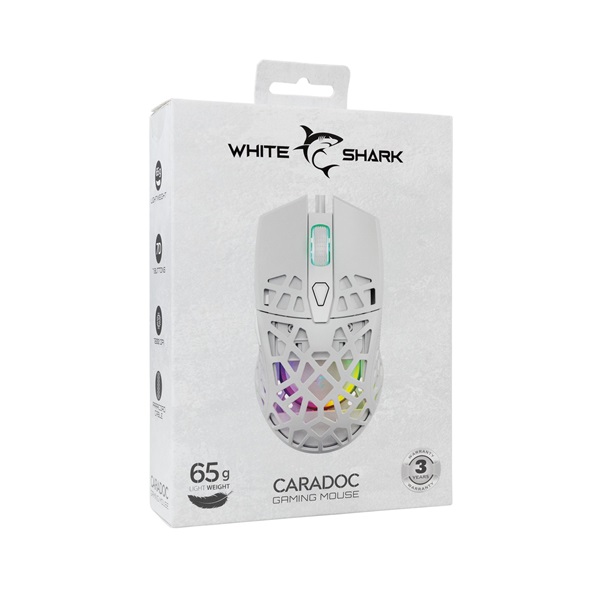 White Shark GM-5018W Caradoc fehér gamer egér