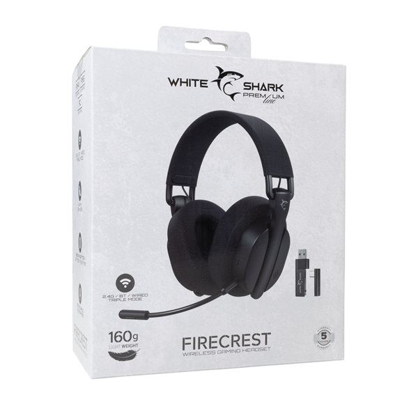 White Shark WGH-2444B Firecrest vezeték nélküli fekete gamer fejhallgató