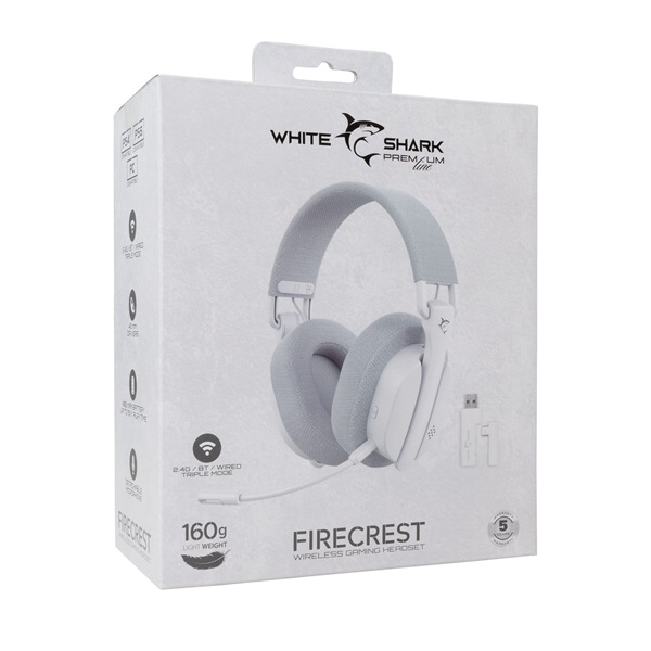 White Shark WGH-2444W Firecrest vezeték nélküli fehér gamer fejhallgató