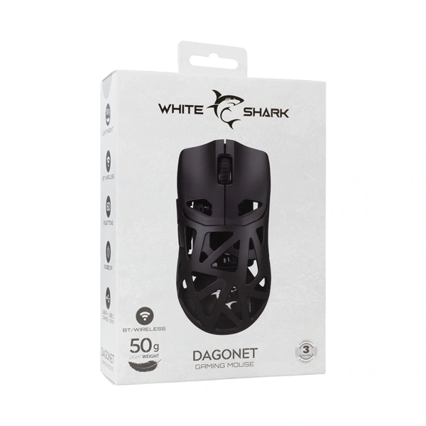 White Shark WGM-5019B DAGONET vezeték nélküli fekete gamer egér