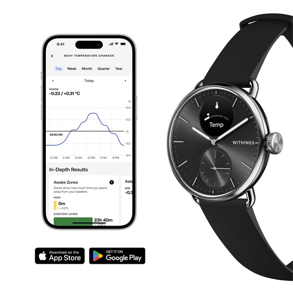 Withings HWA10-model 1 ScanWatch 2 38mm fekete okosóra (Újracsomagolt)