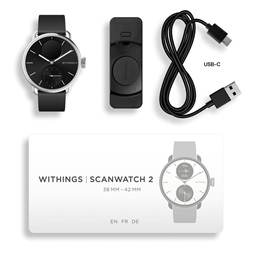 Withings HWA10-model 1 ScanWatch 2 38mm fekete okosóra (Újracsomagolt)