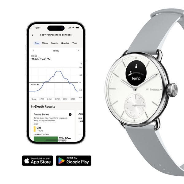 Withings HWA10-model 2 ScanWatch 2 38mm fehér okosóra (Újracsomagolt)