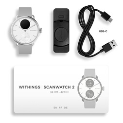Withings HWA10-model 2 ScanWatch 2 38mm fehér okosóra (Újracsomagolt)