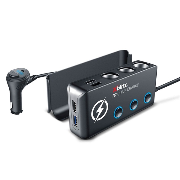 Xblitz R7 multifunkciós fekete szivargyújtó elosztó és gyorstöltő