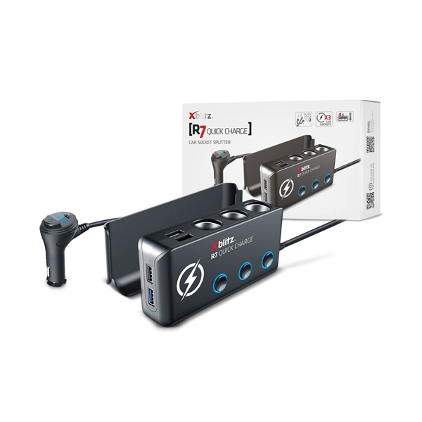 Xblitz R7 multifunkciós fekete szivargyújtó elosztó és gyorstöltő