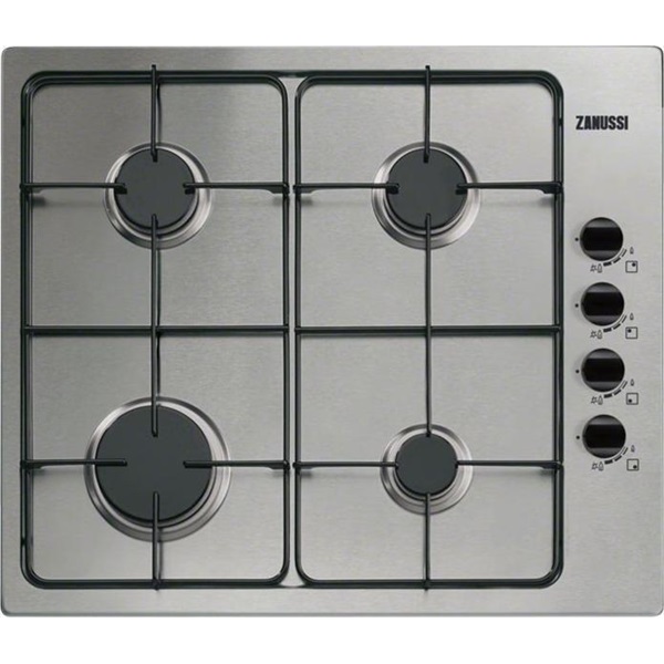 Zanussi ZGH62414XA inox, beépíthető, gáz, főzőzóna: 4, beépíthető méret: 56cm, főzőlap