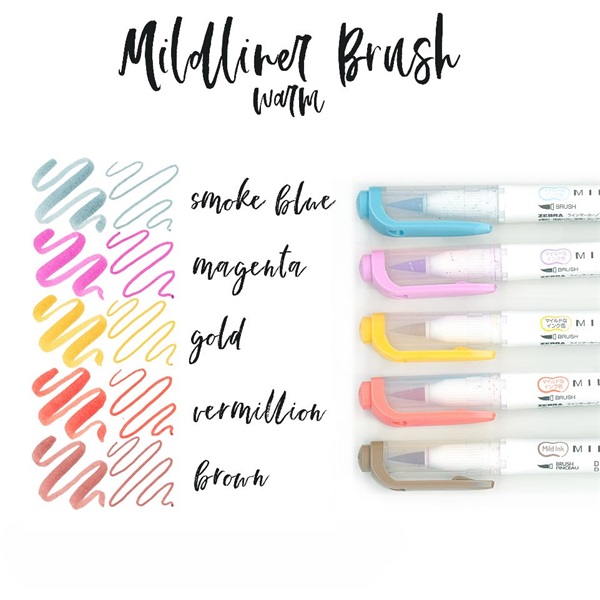 Zebra Mildliner Brush Warm 5db-os kettős végű ecset marker