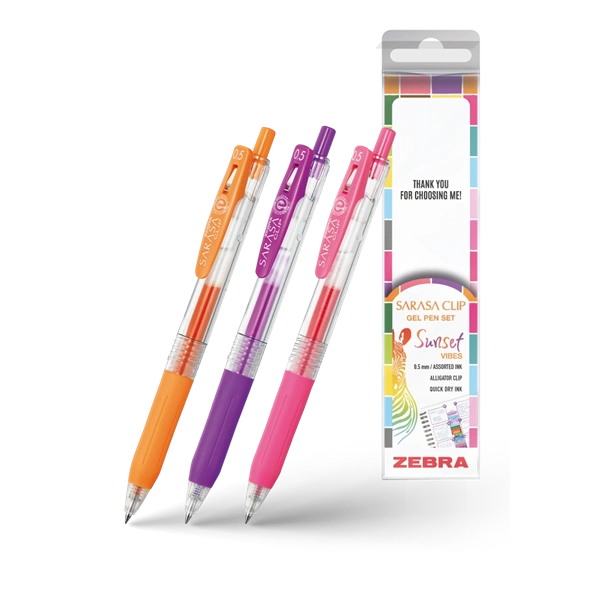 Zebra Sarasa Clip Gelpen 0,7 Sunset vibes 3 db zseléstoll készlet