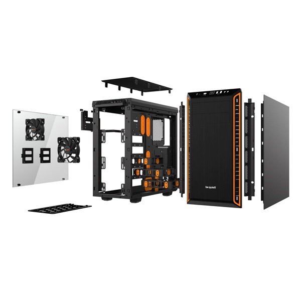 Be Quiet! Pure Base 600 fekete/narancssárga (táp nélküli) ablakos ATX ház