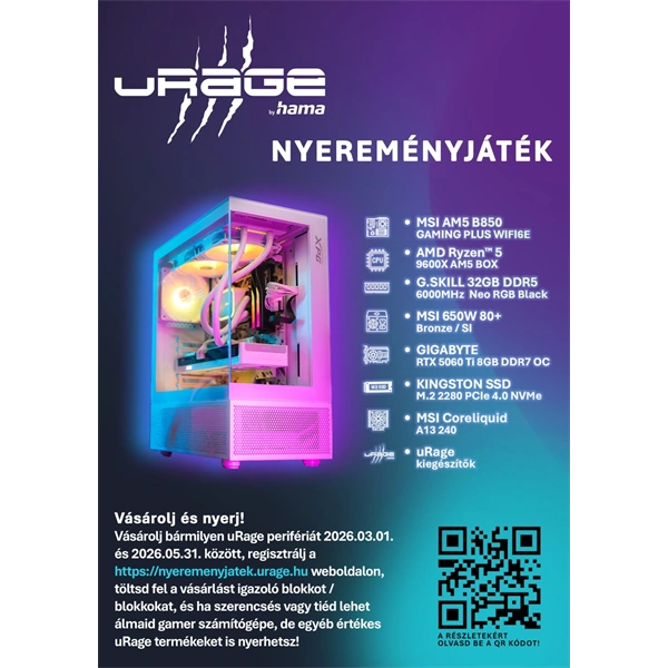 uRage 00217845 REAPER 800 8K fekete optikai gamer egér